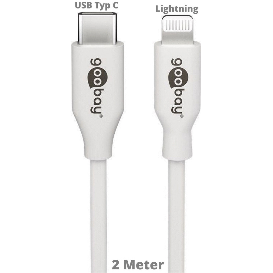 Goobay Daten-, Ladekabel Lightning auf USB Typ C für APPLE iPhone 8, White,  2 Meter 39448