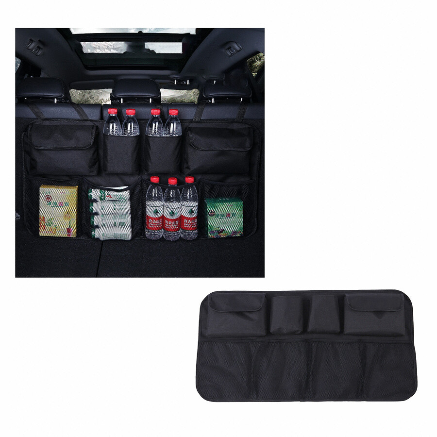 Autositz, Rückbank Organizer, universell, 87x46cm, schwarz, einfache  Montage auf der Rückseite von einer Sitzbank | Rückenlehnentaschen