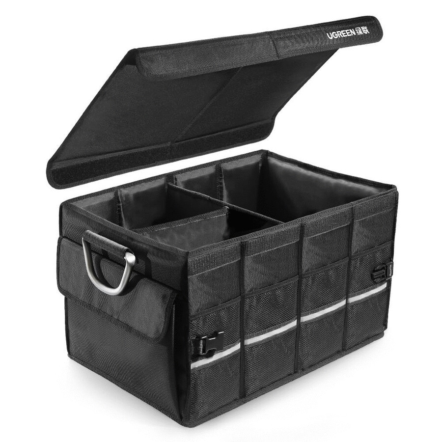 uGreen Kofferraum Organizer, 52x35x30cm, 55L, mit Deckel, schwarz, faltbar  und einfach zu montieren LP256