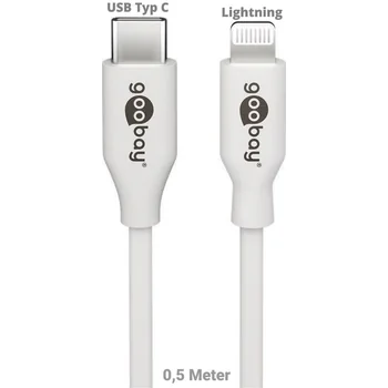 Goobay Daten- / Ladekabel Lightning auf USB-C f�r APPLE iPhone 8, White, 0.5m