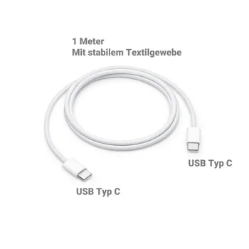 MQKJ3ZM/A BULK, 1m Daten- / Ladekabel USB-C auf USB-C, Textilgewebe, bis 60W APPLE iPhone 17
