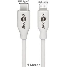 Goobay Daten- / Ladekabel Lightning auf USB Typ C fr APPLE iPhone X, White, 1 Meter