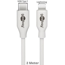 Goobay Daten- / Ladekabel Lightning auf USB Typ C fr APPLE iPhone 8, White, 2 Meter