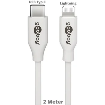 Goobay Daten- / Ladekabel Lightning auf USB-C f�r APPLE iPhone 14 Pro Max, White, 2m