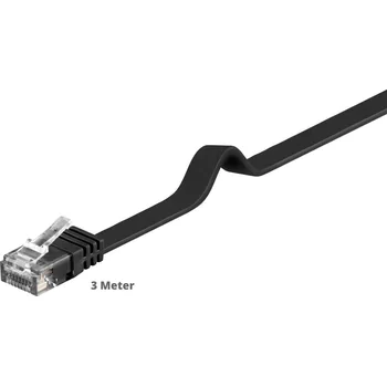 Goobay Flach-Patchkabel 3m, CAT 6 U/UTP, Black