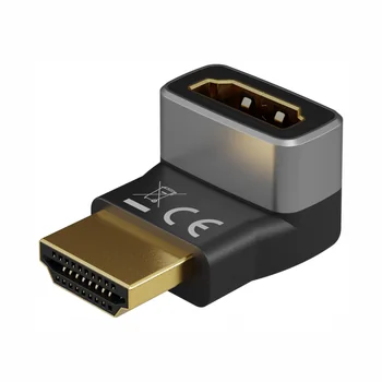 Goobay HDMI Winkel Adapter 8K / 60 Hz, Stecker auf Buchse, 90 Grad vertikal, vergoldet, Aluminiumverst�rkung