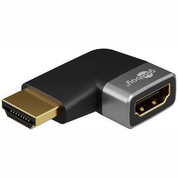 Goobay HDMI Winkel Adapter 8K / 60 Hz, Stecker auf Buchse, 90 Grad horizontal, vergoldet, Aluminiumverst�rkung