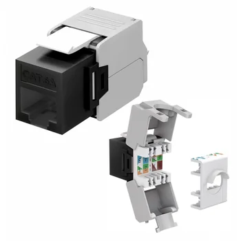 Goobay Keystone Modul RJ45 CAT 6A, UTP, LAN LSA Einbaubuchse, Kunststoff, Black