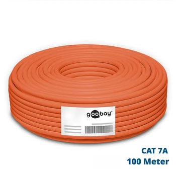 Goobay CAT 7A Netzwerkkabel, S/FTP (PiMF), 100m Rollenware, Orange