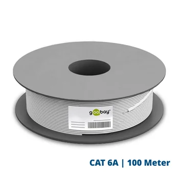 Goobay CAT 6A Netzwerkkabel, S/FTP (PiMF), 100m Rollenware, Gray
