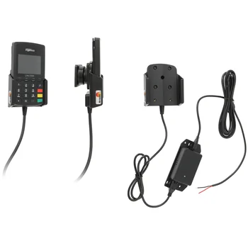 Brodit Halter Aktiv, mit Festanschluss, 12/24V, f�r INGENICO Link 2500, Ladung �ber Pogo-Pins auf der R�ckseite