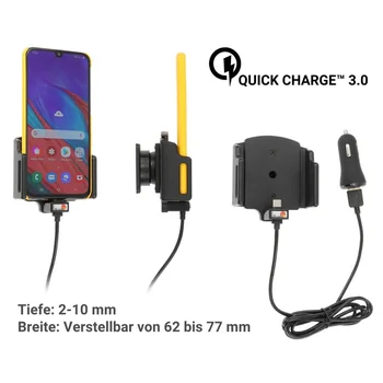 Brodit einstellbarer Halter (seitlich) Aktiv USB-C QC 3.0, 12/24V, f�r HUAWEI Nova 2