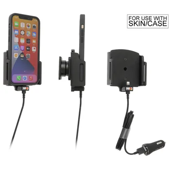 Brodit einstellbarer Halter (seitlich) Aktiv USB, 12/24V, f�r APPLE iPhone 12 Pro Max, inkl. USB-Ladeger�t, f�r Schutzh�llen, max: Breite 75-89mm, Dicke: 6-10mm