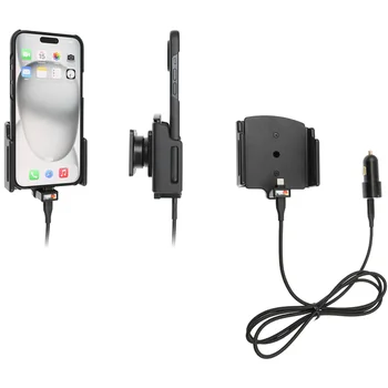 Brodit einstellbarer Halter (seitlich) Aktiv USB, 12/24V, f�r APPLE iPhone 15 Plus, inkl. USB-Ladeger�t, f�r Schutzh�llen, max: Breite 75-89mm, Dicke: 6-10mm