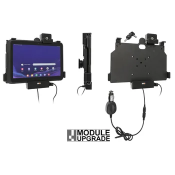 Brodit abschlie�barer Halter Aktiv 12/24V, f�r SAMSUNG Galaxy Tab Active 4 Pro, mit USB Host Anschluss, Horizontal, passt f�r Ger�te mit Original H�lle , Ladung �ber Pogo-Pins