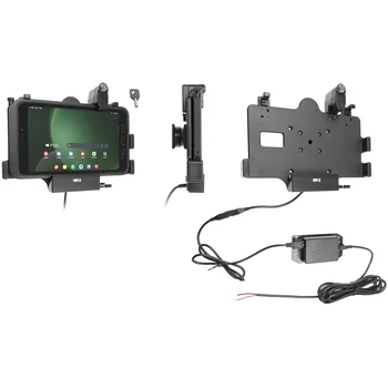 Brodit abschlie�barer Halter Aktiv mit Festanschluss + USB-A HOST, 12/24V, f�r SAMSUNG Galaxy Tab Active 3, Horizontal, passt f�r Ger�te mit Original H�lle , Ladung �ber Pogo-Pins