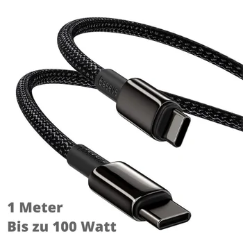 Baseus Daten- / Ladekabel USB-C f�r HUAWEI Mate X7, 1m, bis 100W, Textilummantelung, Black