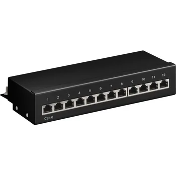 Goobay CAT 6 Desktop Ethernet Patch Panel, 12 Port, STP Geschirmt, LSA