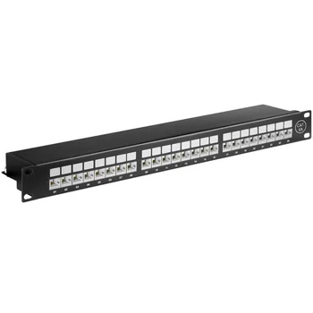 Goobay CAT 6A 19 Zoll Ethernet Patch Panel, 24 Port, STP Geschirmt, LSA