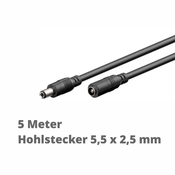 Goobay DC-Verl�ngerungskabel, 5 Meter, black, Hohlstecker 5.5 x 2.5 mm