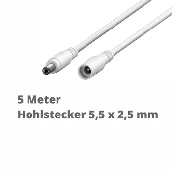 Goobay DC-Verl�ngerungskabel, 5 Meter, white Hohlstecker 5.5 x 2.5 mm