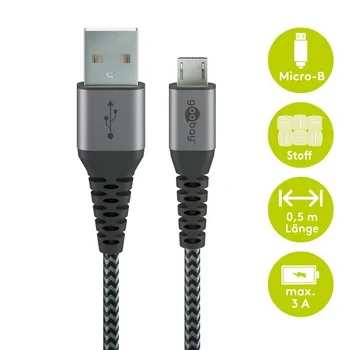 Goobay Daten- / Ladekabel Micro USB f�r NOKIA 1 Plus, 0.5m, Textilummantelung, Black