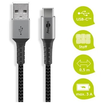 Goobay Daten- / Ladekabel USB-A auf USB-C f�r HUAWEI Mate X7, 0.5m, Textilummantelung, Black