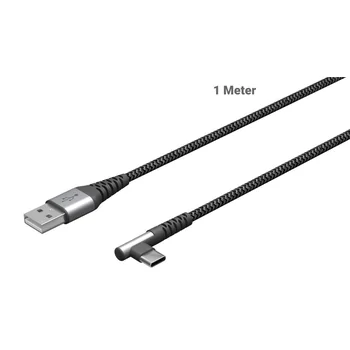 Goobay Daten- / Ladekabel USB-A auf USB-C 90� gewinkelt f�r HUAWEI Mate X7, 1m, Textilummantelung, Black