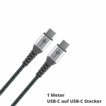 Goobay Daten- / Ladekabel USB-C auf USB-C f�r HUAWEI Mate X7, 1m, Textilummantelung