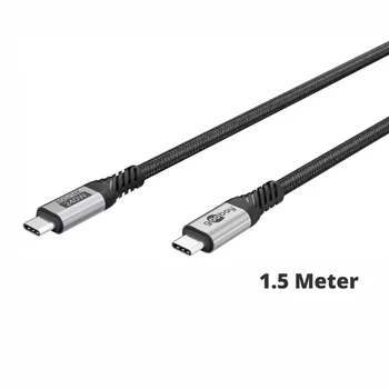 Goobay Daten- / Ladekabel USB-C (USB4 V2) f�r HUAWEI Pura 80 Pro, 1.5m, Textilmantel, bis 240W, Black