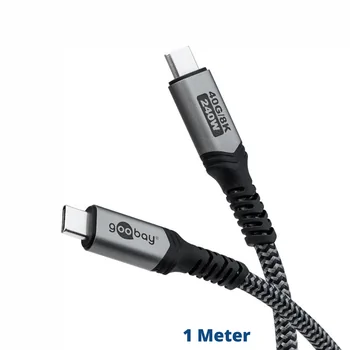 Goobay Daten- / Ladekabel USB-C f�r HUAWEI Pura 80 Pro, 1m, bis 240W, Textilummantelung, Black