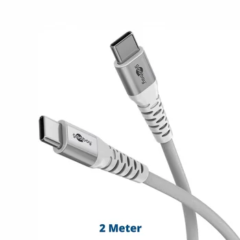 Goobay Daten- / Ladekabel USB-C f�r HUAWEI Mate X7, 2m, bis 60W, softe Textilummantelung, White