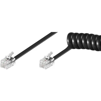 Goobay H�rerkabel / Spiralkabel 2m , beidseitig UAE Stecker 4-pol (RJ10), Black