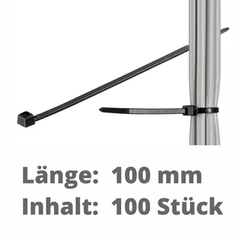 Goobay Kabelbinder, 100 St�ck wetterfester Nylon, Black, L�nge 100mm, Breite 2.5mm