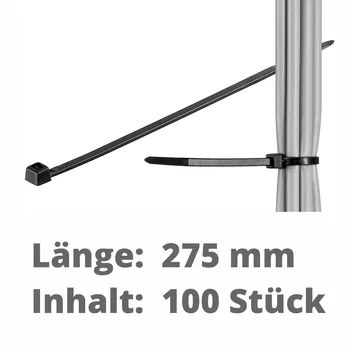 Goobay Kabelbinder, 100 St�ck wetterfester Nylon, Black, L�nge 275mm, Breite 4.35mm