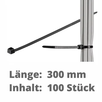 Goobay Kabelbinder, 100 St�ck wetterfester Nylon, Black, L�nge 300mm, Breite 3.5mm
