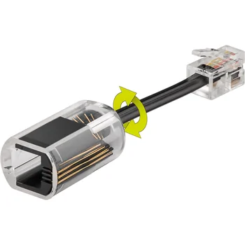 Goobay Untangler / Telefonh�rerkabel-Entwirrer (Anti-Twist-Adapter) f�r RJ10 Anschl�sse, Black / Transparent