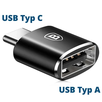 Baseus MINI-Adapter USB-C Stecker auf USB-A Buchse f�r NOKIA G11 Plus, Black