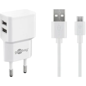 Goobay Ladeger�t 230V f�r NOKIA 1 Plus, 18W, Micro USB, White, 2-teilig, 2x USB
