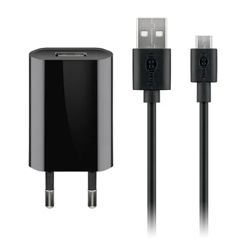 Goobay Ladeger�t 230V SMALL f�r NOKIA C21 Plus, 5W, Micro USB, Black, 2-teilig