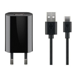 Ladegert 230V SMALL fr APPLE iPhone 15 Pro Max, 5W, USB Typ C, Black, 2-teilig