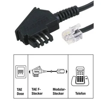 Goobay Telefon / TAE F-Kabel Universal, 3m, Black