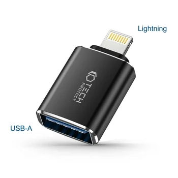 Adapter f�r APPLE iPhone Xs MAX von Lightning (Stecker) auf USB-A 3.0 (Buchse), Farbe: Black