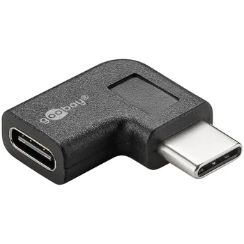 Goobay Adapter 90� FLACH, von USB-C Buchse auf USB-C Stecker, Farbe: Black