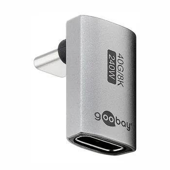 Goobay Winkel-Adapter / Verbinder 90� L-Form l�ngs f�r HUAWEI Mate X7 von USB-C Stecker auf USB-C Buchse, Farbe: Silver