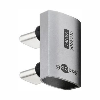 Goobay Winkel-Adapter / Verbinder 180� U-Form f�r HUAWEI Mate X7 von USB-C Stecker auf USB-C Stecker, Farbe: Silver