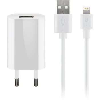 Goobay Ladeger�t 230V f�r APPLE iPhone Xs MAX, inkl. Lightning Daten + Ladekabel, 5W, 2-teilig, White