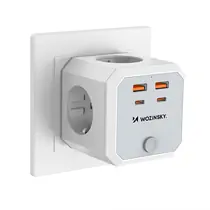 Wozinsky Power Cube auf 4x Schutzkontaktstecker, 2x USB-A, 2x USB-C, White, Abbildung 2