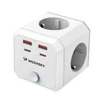 Wozinsky Power Cube auf 4x Schutzkontaktstecker, 2x USB-A, 2x USB-C, White, Abbildung 3