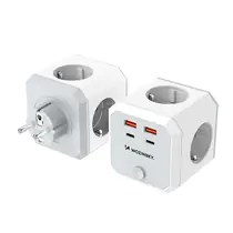Wozinsky Power Cube auf 4x Schutzkontaktstecker, 2x USB-A, 2x USB-C, White